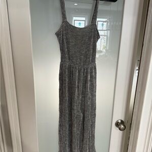 Caution To The Wind Black and White Striped Jumpsuit